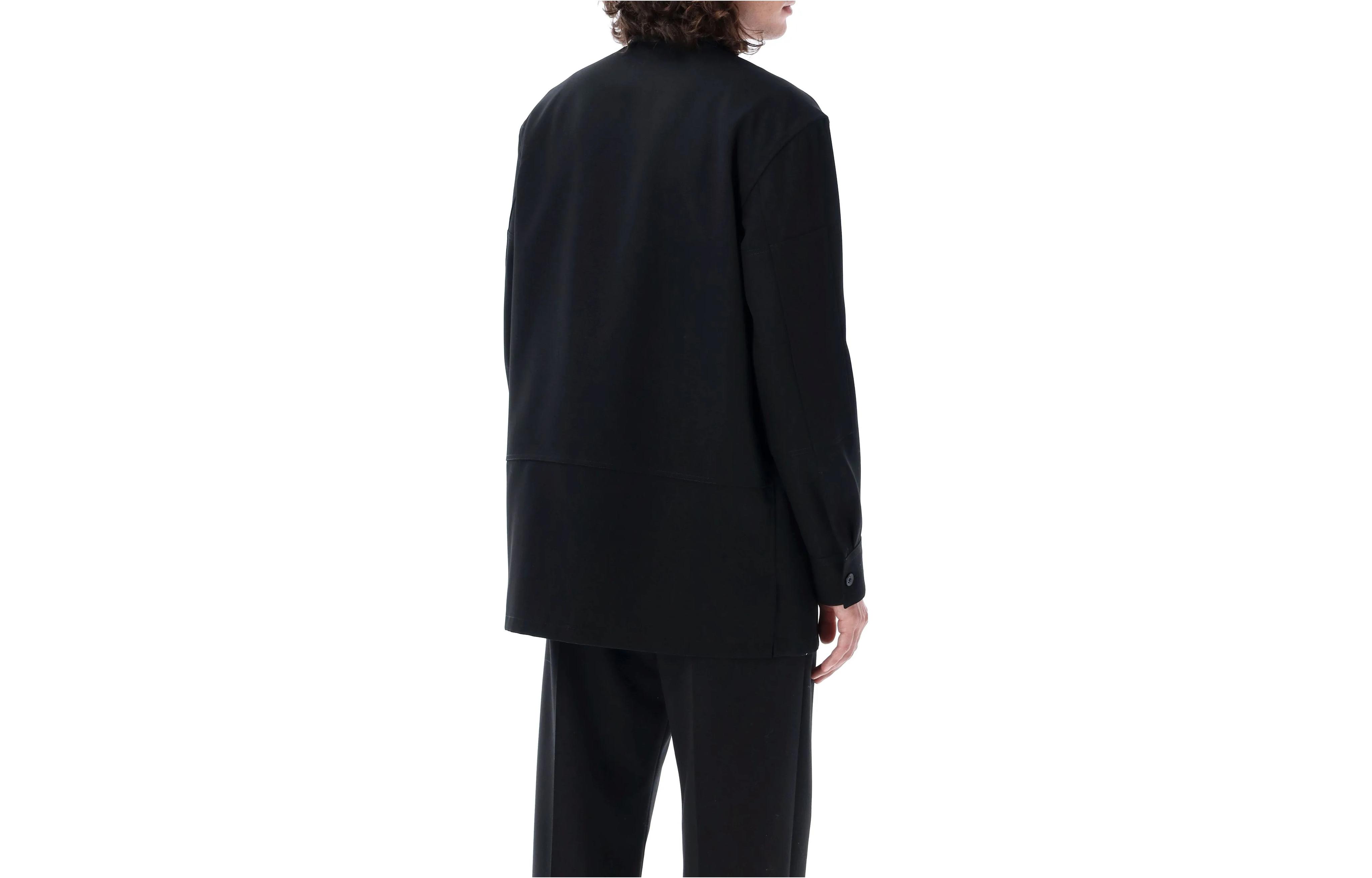 Lookbook Jil Sander  Black Long-Sleeve Solid Color Button-Up Shirt J22DL0176J40002001