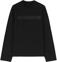 JIL SANDER Black Loose Fit Logo Print Long Sleeve Cotton T-Shirt J21GC0167J20243001 JIL SANDER Black Loose Fit Logo Print Long Sleeve Cotton T-Shirt J21GC0167J20243001