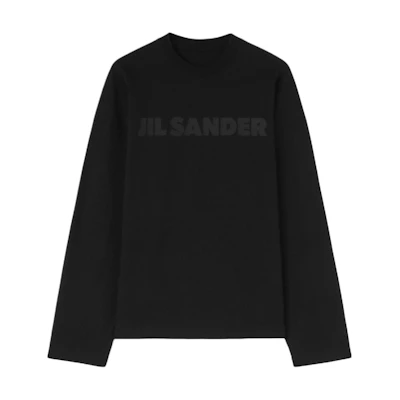 JIL SANDER Black Loose Fit Logo Print Long Sleeve Cotton T-Shirt J21GC0167J20243001