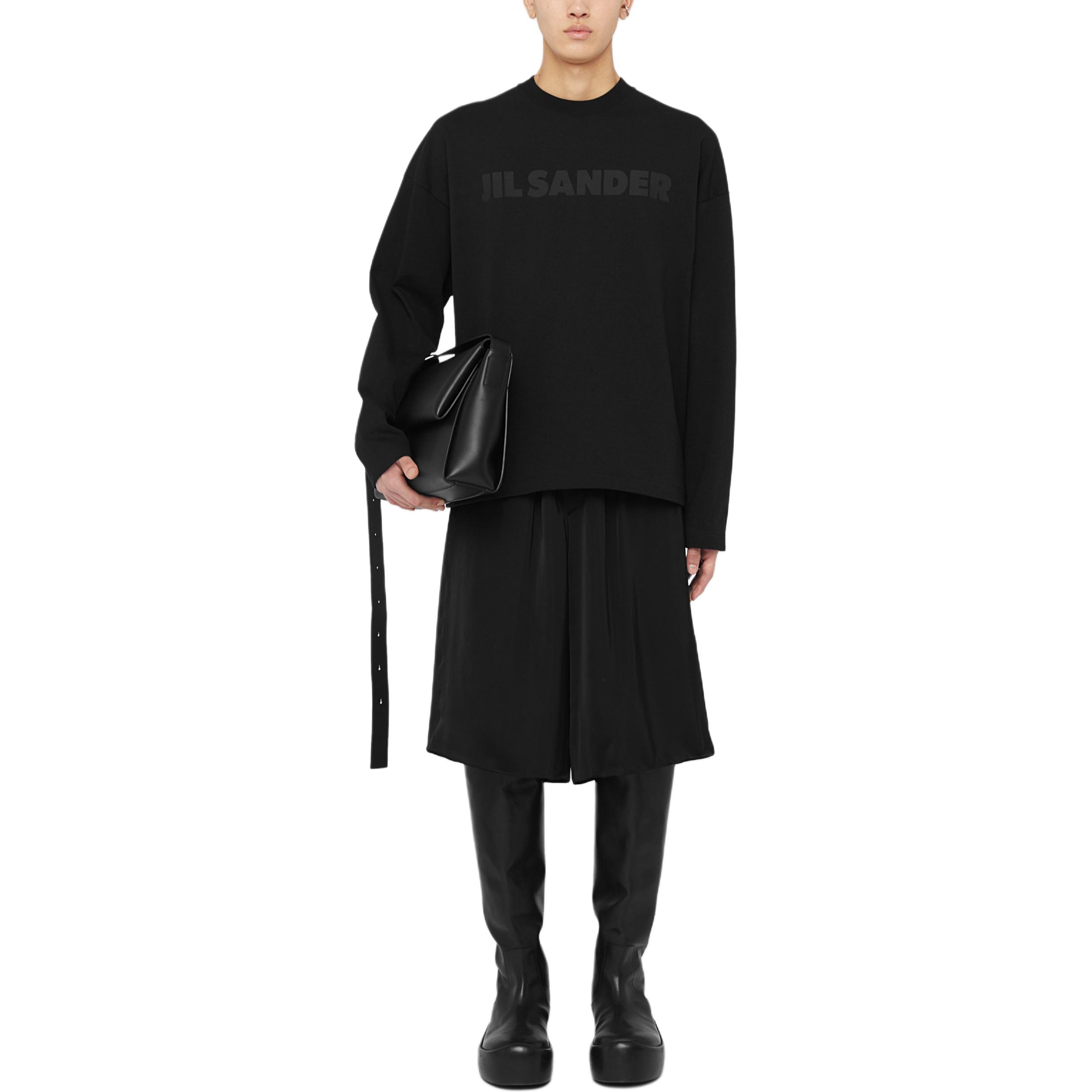 Lookbook JIL SANDER  Black Loose Fit Logo Print Long Sleeve Cotton T-Shirt J21GC0167J20243001