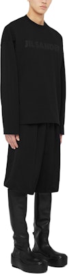 JIL SANDER Black Loose Fit Logo Print Long Sleeve Cotton T-Shirt J21GC0167J20243001 Details for JIL SANDER Black Loose Fit Logo Print Long Sleeve Cotton T-Shirt J21GC0167J20243001