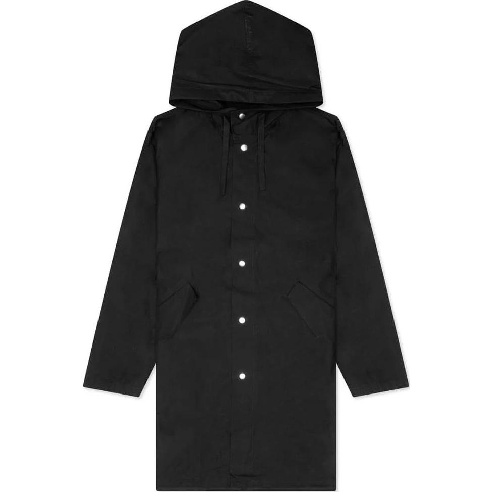 JIL SANDER  Black Solid Color Button-Up Mid-Length Hooded Coat J23AA0008-J45070-001