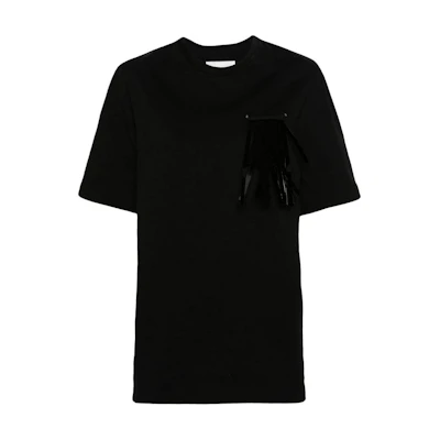 JIL SANDER Black Solid Color Fringe Crewneck T-Shirt J03GC012-3J20035-001