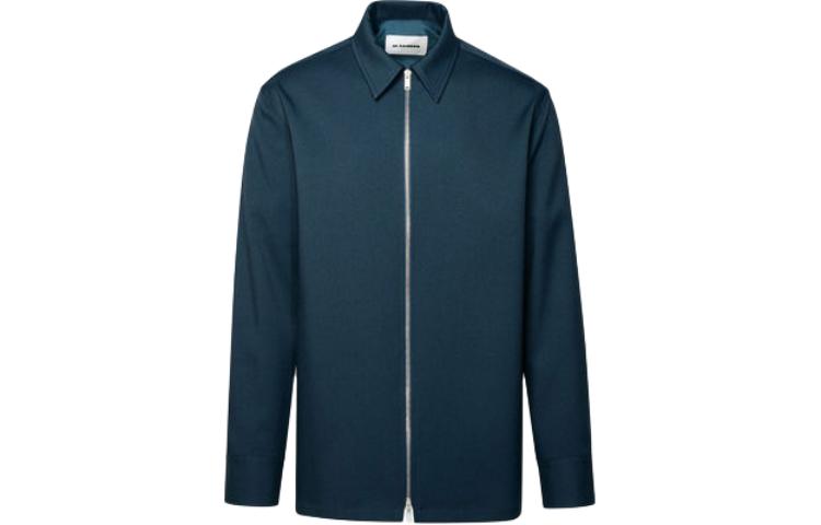 Order Jil Sander  Blue Solid Zip-Up Collared Long Sleeve Jacket. J22DL0178J70001411