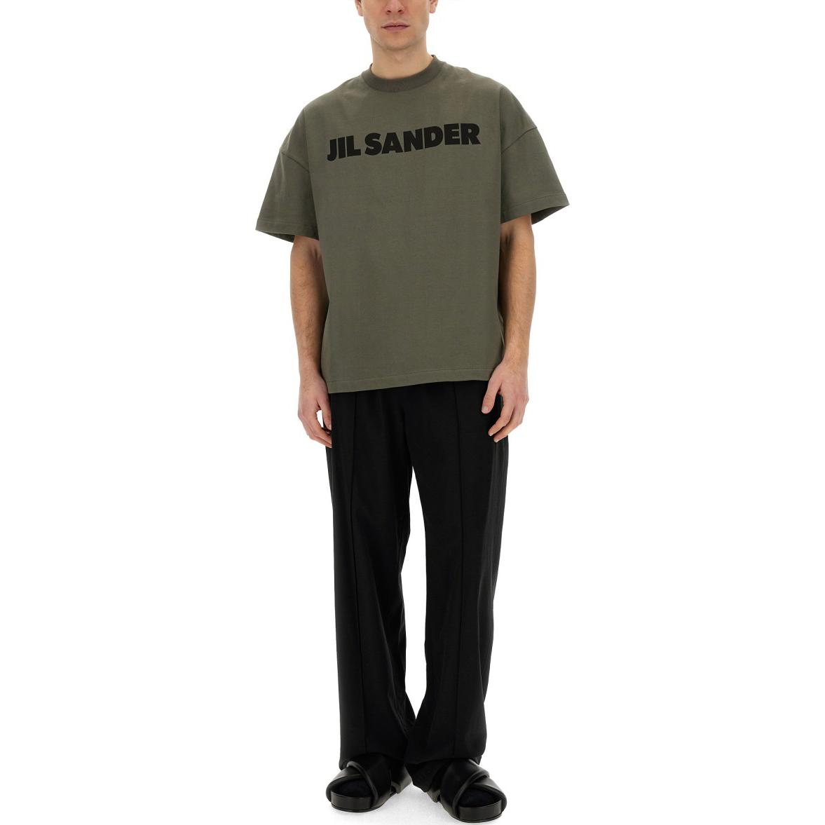 Shop 吉尔桑德绿色字母印花短袖圆领T恤 J21GC0001J20215312