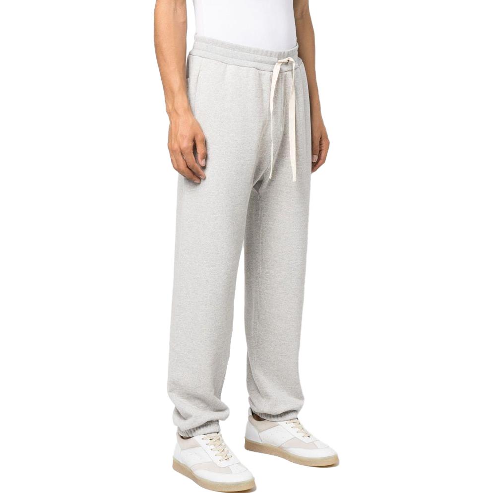 Shop 질 샌더 라이트 그레이 드로스트링 미드라이즈 스트레이트 니트 스웻팬츠. J47KA0125J20010