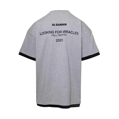 JIL SANDER Loose Fit Crewneck Solid Color T-Shirt - Grey J61GC0002JTN233046