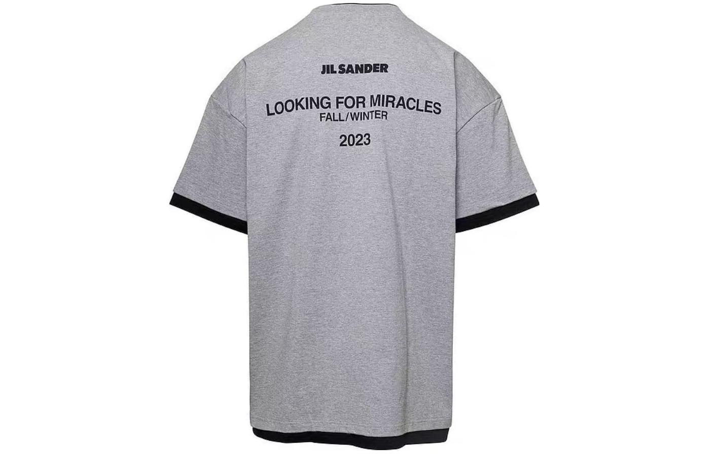 Order ジル・サンダー ルーズフィット クルーネック 無地 Tシャツ - グレー J61GC0002JTN233046