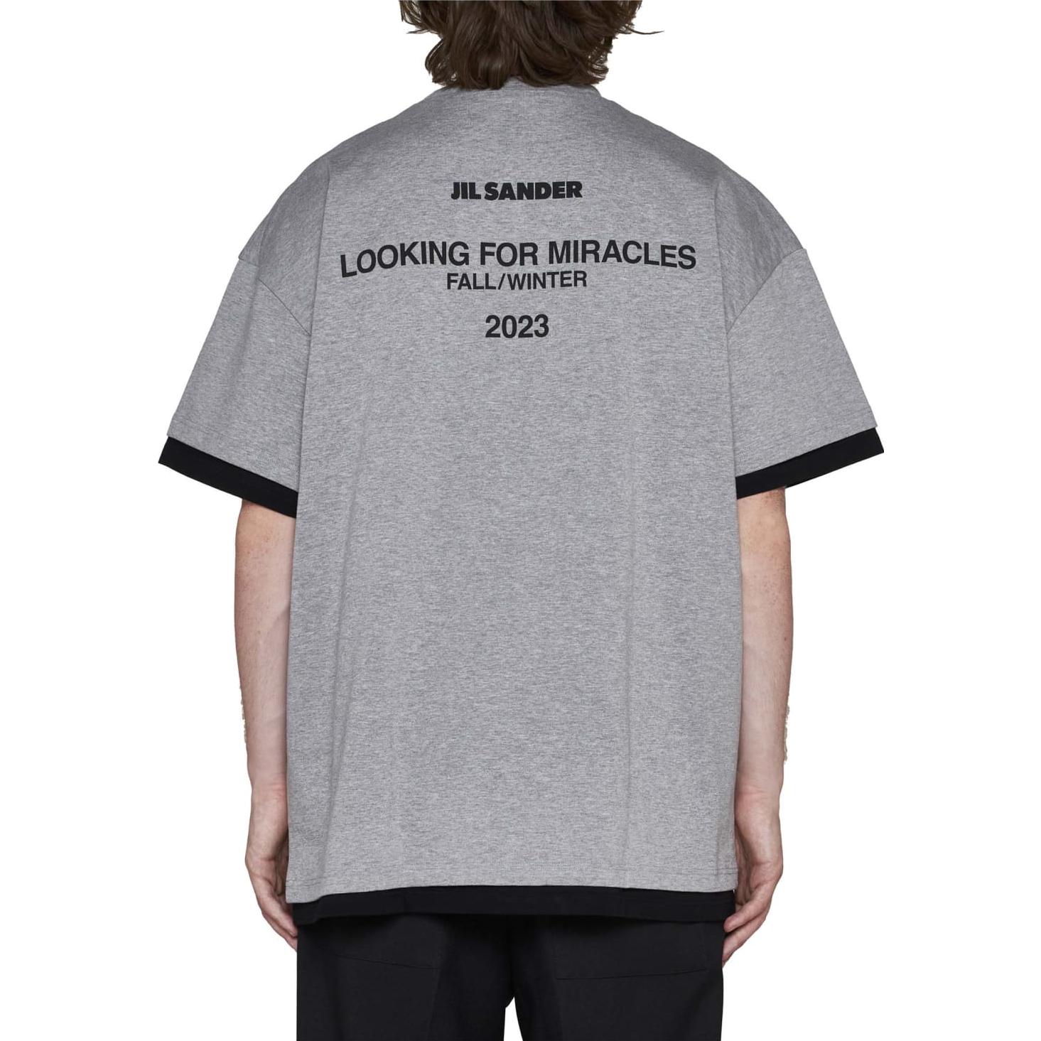 Purchase ジル・サンダー ルーズフィット クルーネック 無地 Tシャツ - グレー J61GC0002JTN233046