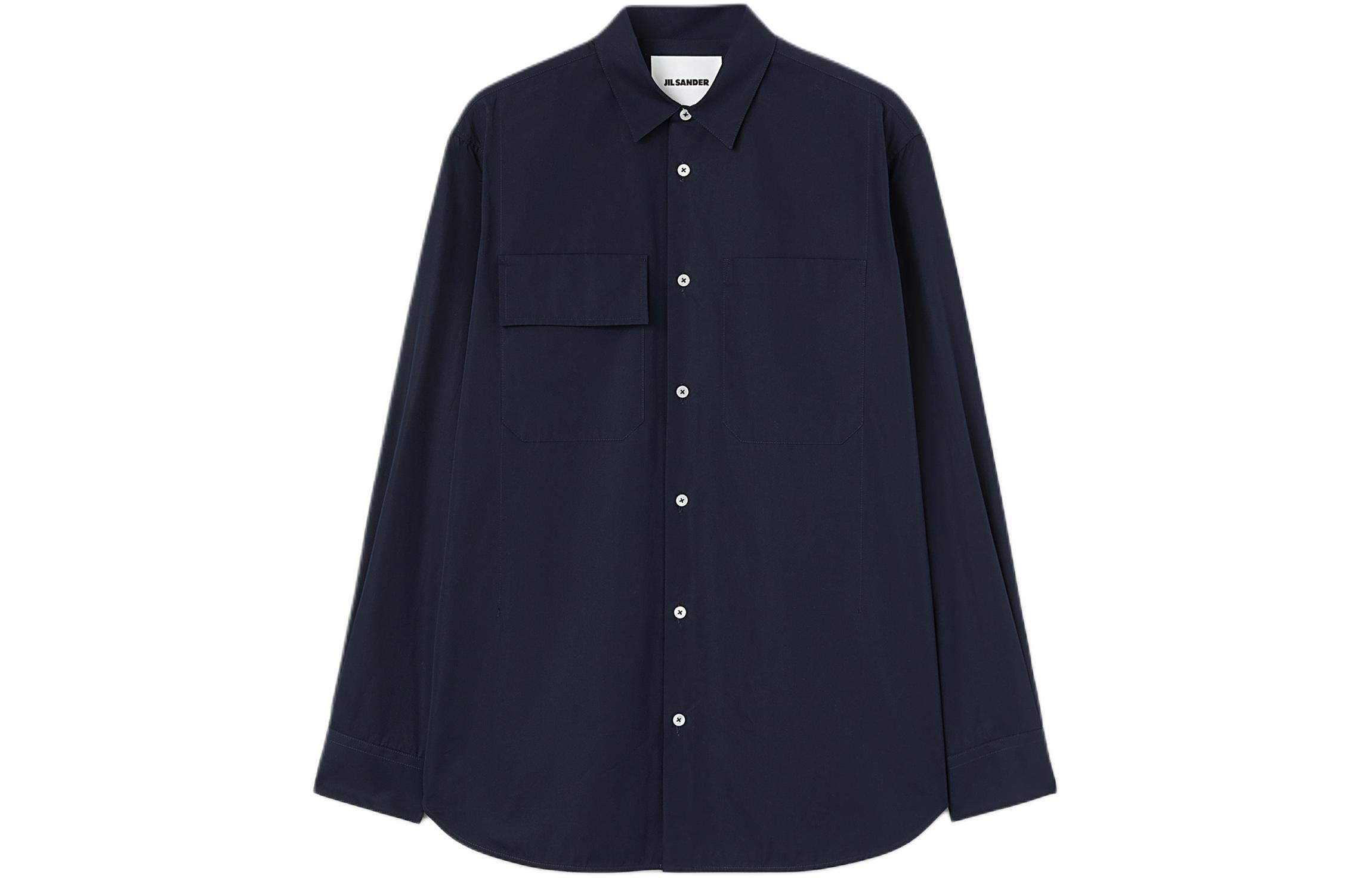 Jil Sander  Loose Fit Solid Navy Blue Long Sleeve Shirt. J23DL0002J45001401