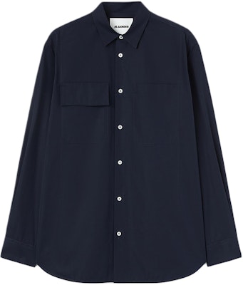 Jil Sander Loose Fit Solid Navy Blue Long Sleeve Shirt. J23DL0002J45001401 Order Jil Sander Loose Fit Solid Navy Blue Long Sleeve Shirt. J23DL0002J45001401