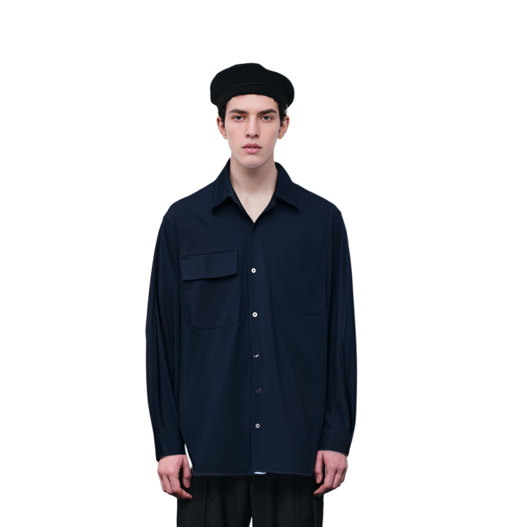 Purchase Jil Sander  Loose Fit Solid Navy Blue Long Sleeve Shirt. J23DL0002J45001401