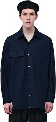 Jil Sander Loose Fit Solid Navy Blue Long Sleeve Shirt. J23DL0002J45001401 Purchase Jil Sander Loose Fit Solid Navy Blue Long Sleeve Shirt. J23DL0002J45001401