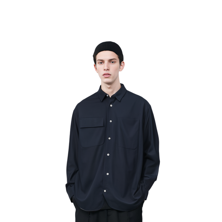 Details for Jil Sander  Loose Fit Solid Navy Blue Long Sleeve Shirt. J23DL0002J45001401