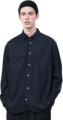 Jil Sander Loose Fit Solid Navy Blue Long Sleeve Shirt. J23DL0002J45001401 Details for Jil Sander Loose Fit Solid Navy Blue Long Sleeve Shirt. J23DL0002J45001401