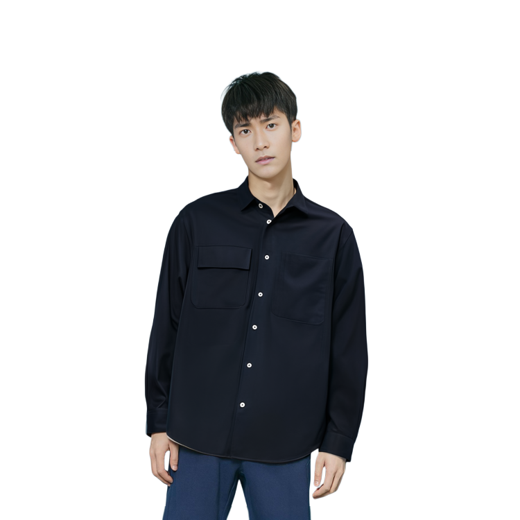 Sizing Jil Sander  Loose Fit Solid Navy Blue Long Sleeve Shirt. J23DL0002J45001401