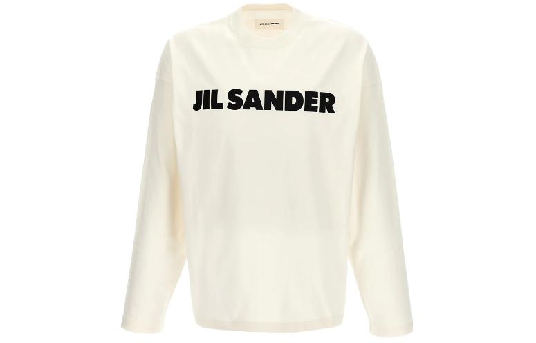 Jil Sander  Loose Fit White Crewneck Letter Print Sweatshirt J22GC0136J45148102