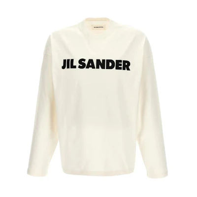 Jil Sander Loose Fit White Crewneck Letter Print Sweatshirt J22GC0136J45148102