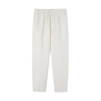 Jil Sander Milk White Tapered Cropped Trousers with Elastic Waist. J23KA0005J45225109