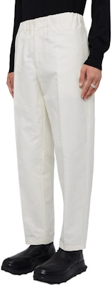Jil Sander Milk White Tapered Cropped Trousers with Elastic Waist. J23KA0005J45225109 Shop Jil Sander Milk White Tapered Cropped Trousers with Elastic Waist. J23KA0005J45225109