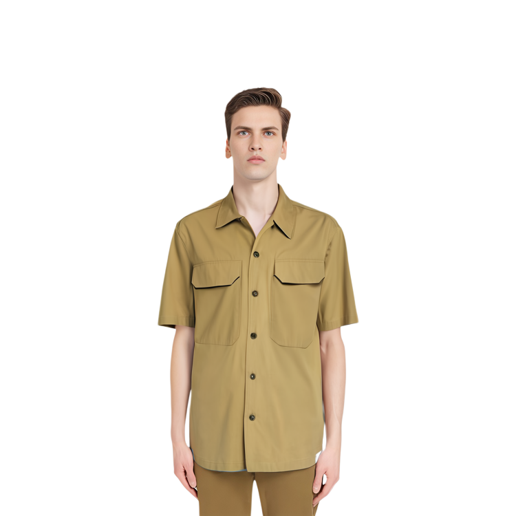 Sizing JIL SANDER  Olive Green Solid Casual Short Sleeve Button-Up Shirt. J22DL0194-J45002-922
