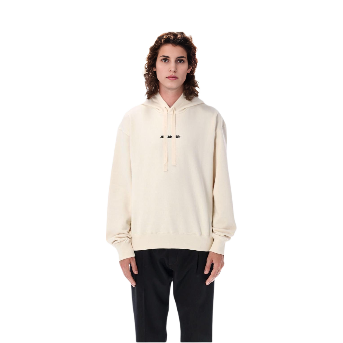 JIL SANDER  Oversized Hoodie Minimal Letter Print Off-White. J47GU0002J20010-279