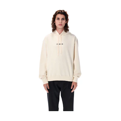 JIL SANDER Oversized Hoodie Minimal Letter Print Off-White. J47GU0002J20010-279