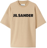 JIL SANDER Oversized Logo Print Cotton T-Shirt Beige Short Sleeve. J21GC0001J20215236 JIL SANDER Oversized Logo Print Cotton T-Shirt Beige Short Sleeve. J21GC0001J20215236