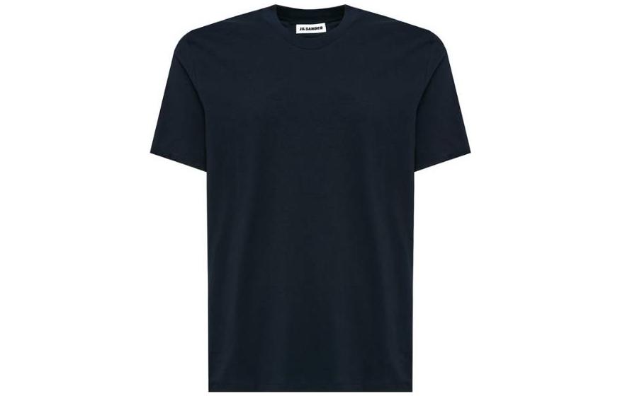 JIL SANDER  Plain Minimalist Navy Blue Crew Neck Casual T-Shirt. J21GC0004J45084-406