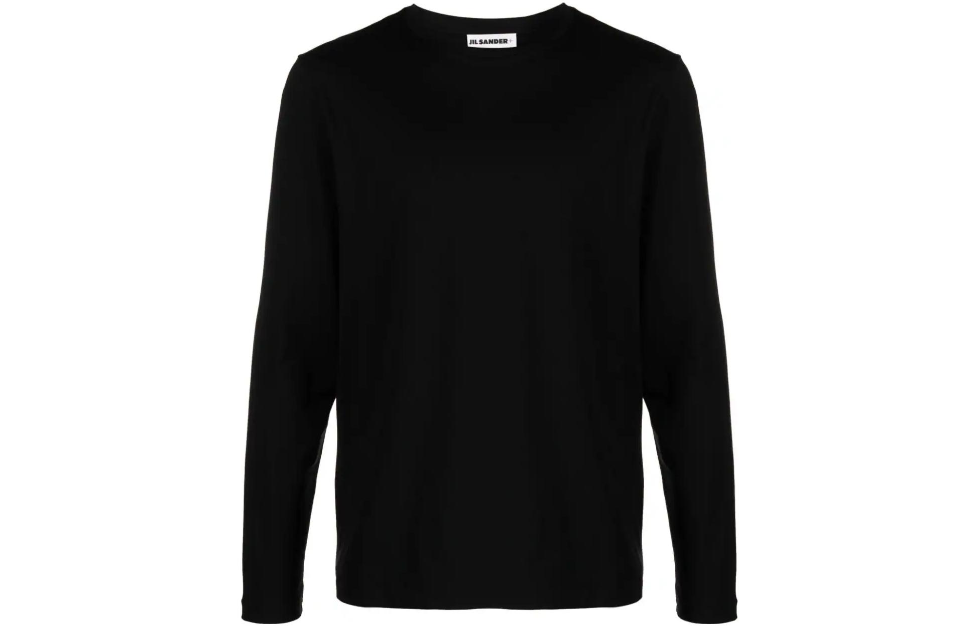 Order Jil Sander纯色黑色圆领长袖T恤 J47GC0004J45049-BLACK