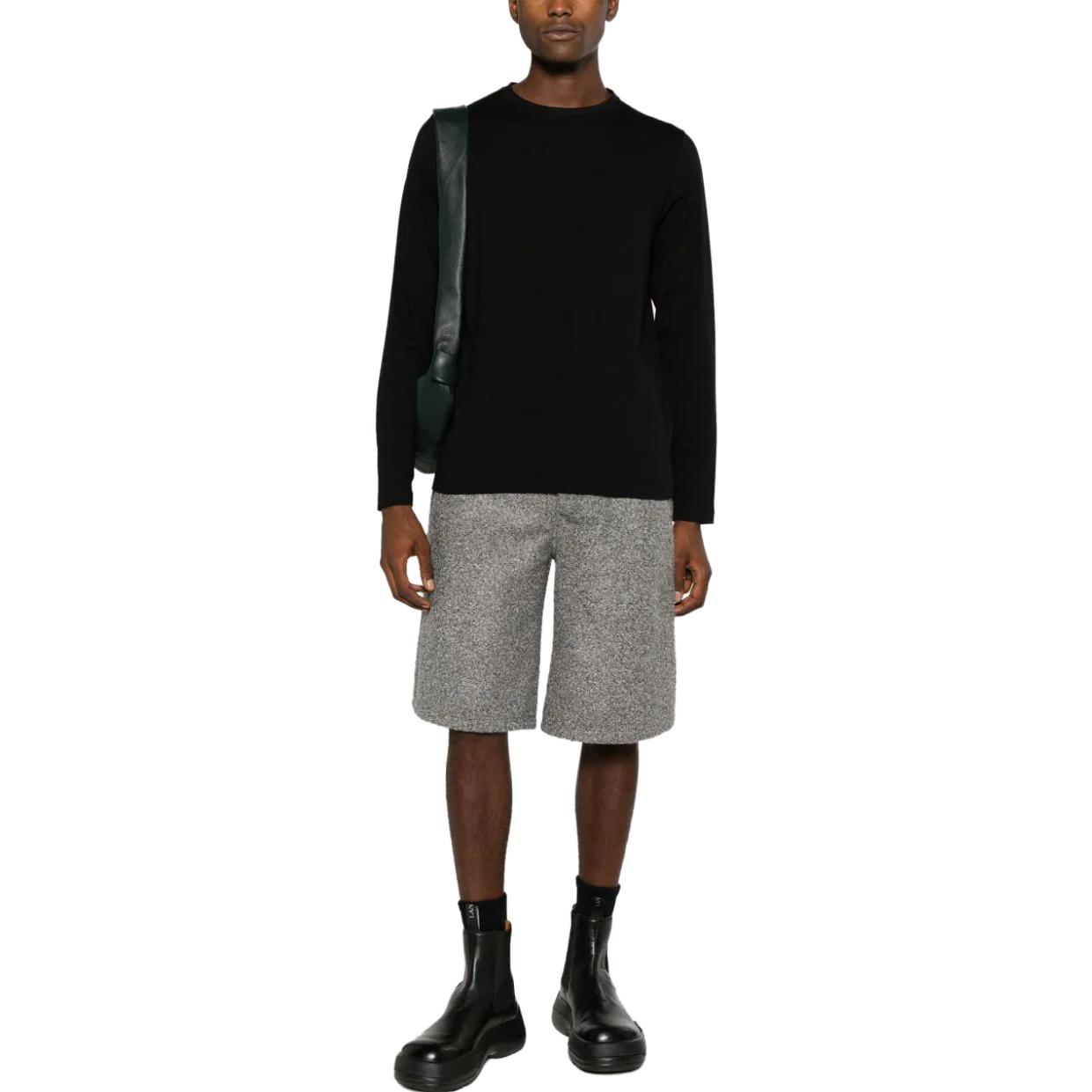 Lookbook Jil Sander纯色黑色圆领长袖T恤 J47GC0004J45049-BLACK