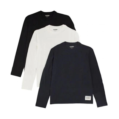 JIL SANDER Solid Color Crewneck Long Sleeve T-Shirt Pack of 3. J47GC0002JTN254000
