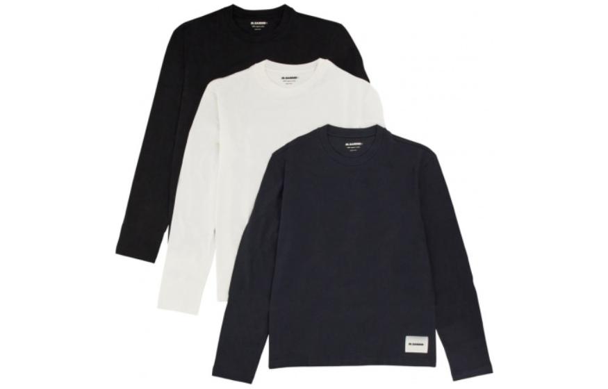 Order JIL SANDER 素色圓領長袖T恤三件組. J47GC0002JTN254000