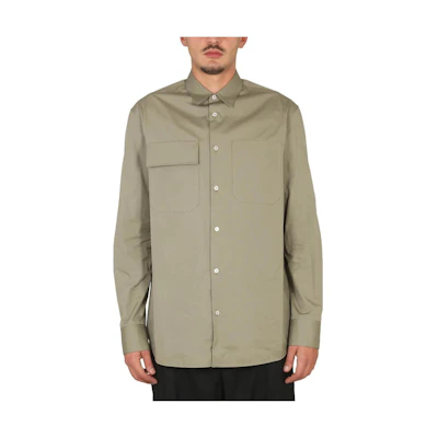 Jil Sander Solid Color Long Sleeve Button-Up Shirt Green. J23DL0002-J45001-317