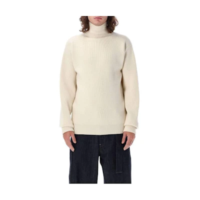 JIL SANDER Solid Color Turtleneck Long Sleeve Sweater Khaki Color J47GP0146J14644280