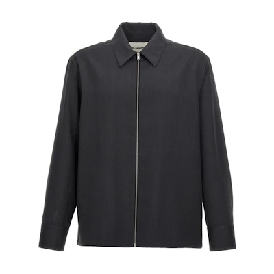 JIL SANDER Solid Color Zip-Up Collared Jacket Deep Gray Long Sleeve J22DL0249-J40171-018
