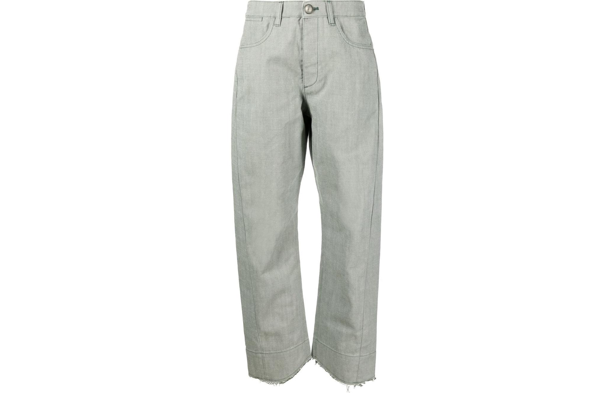 Order JIL SANDER  Solid High-Waist Wide-Leg Pants Green JSWU316905WU240400307