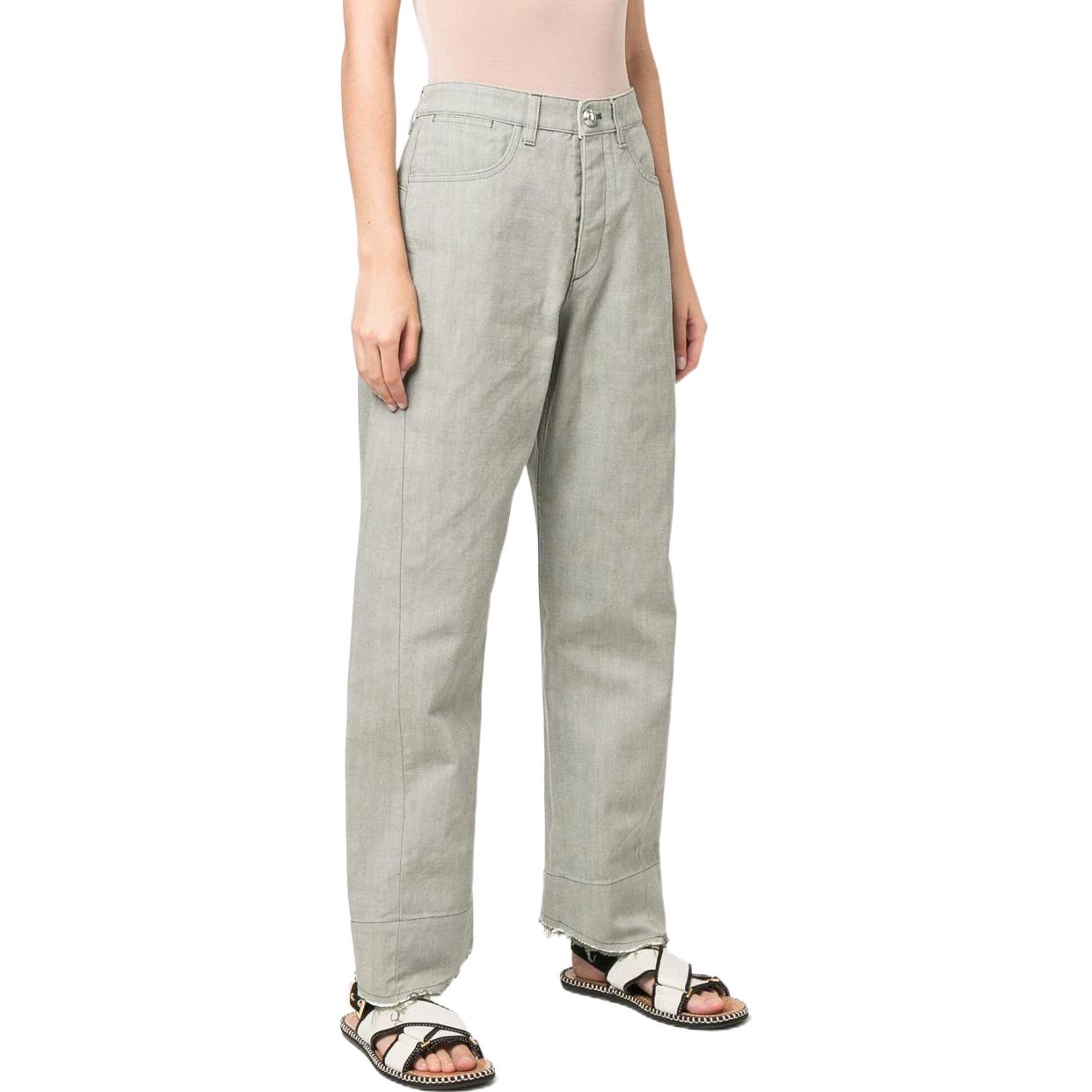 Shop JIL SANDER  Solid High-Waist Wide-Leg Pants Green JSWU316905WU240400307