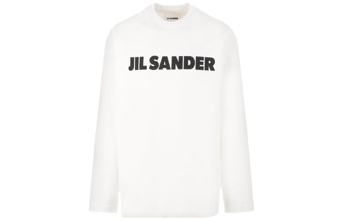 JIL SANDER  White Crewneck Letter Print Long Sleeve Sweatshirt. J22GC0136-J45047-102