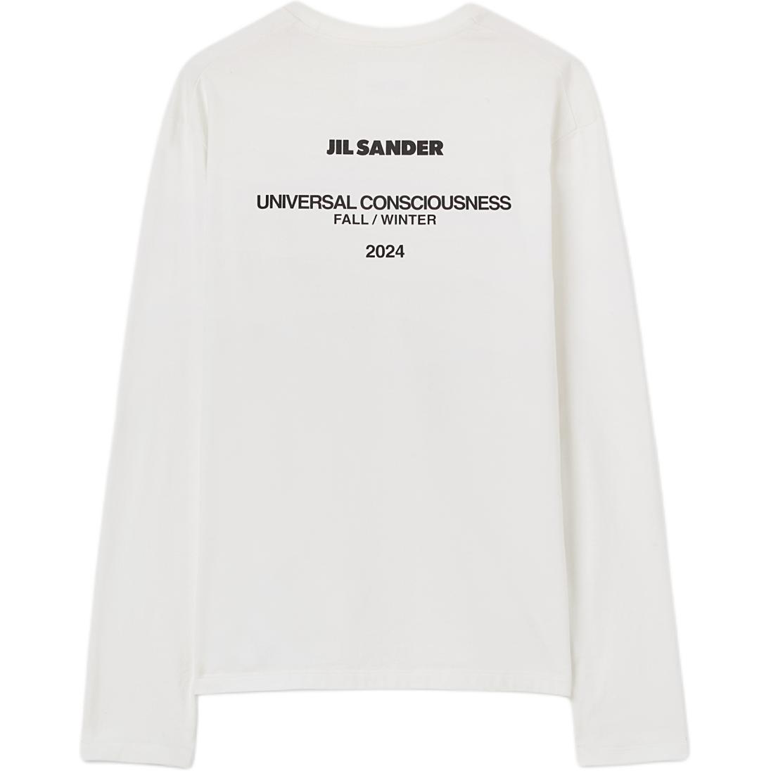 Lookbook JIL SANDER  White Crewneck Long Sleeve T-Shirt with Letter Print J22GC0188J46219-104
