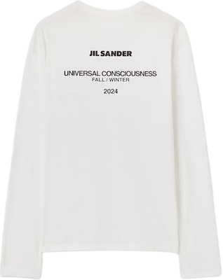 JIL SANDER White Crewneck Long Sleeve T-Shirt with Letter Print J22GC0188J46219-104 Lookbook JIL SANDER White Crewneck Long Sleeve T-Shirt with Letter Print J22GC0188J46219-104
