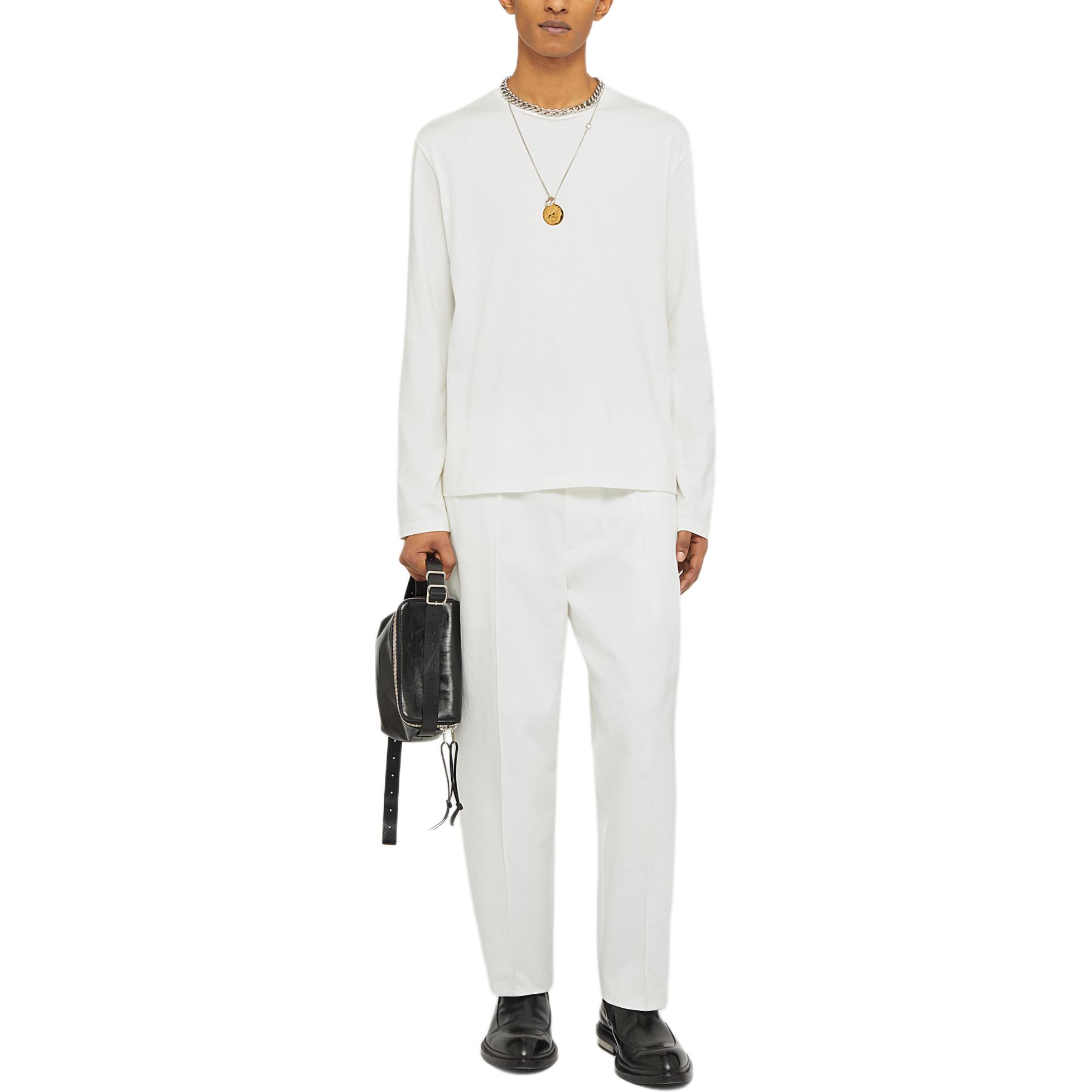 Purchase JIL SANDER  White Crewneck Long Sleeve T-Shirt with Letter Print J22GC0188J46219-104