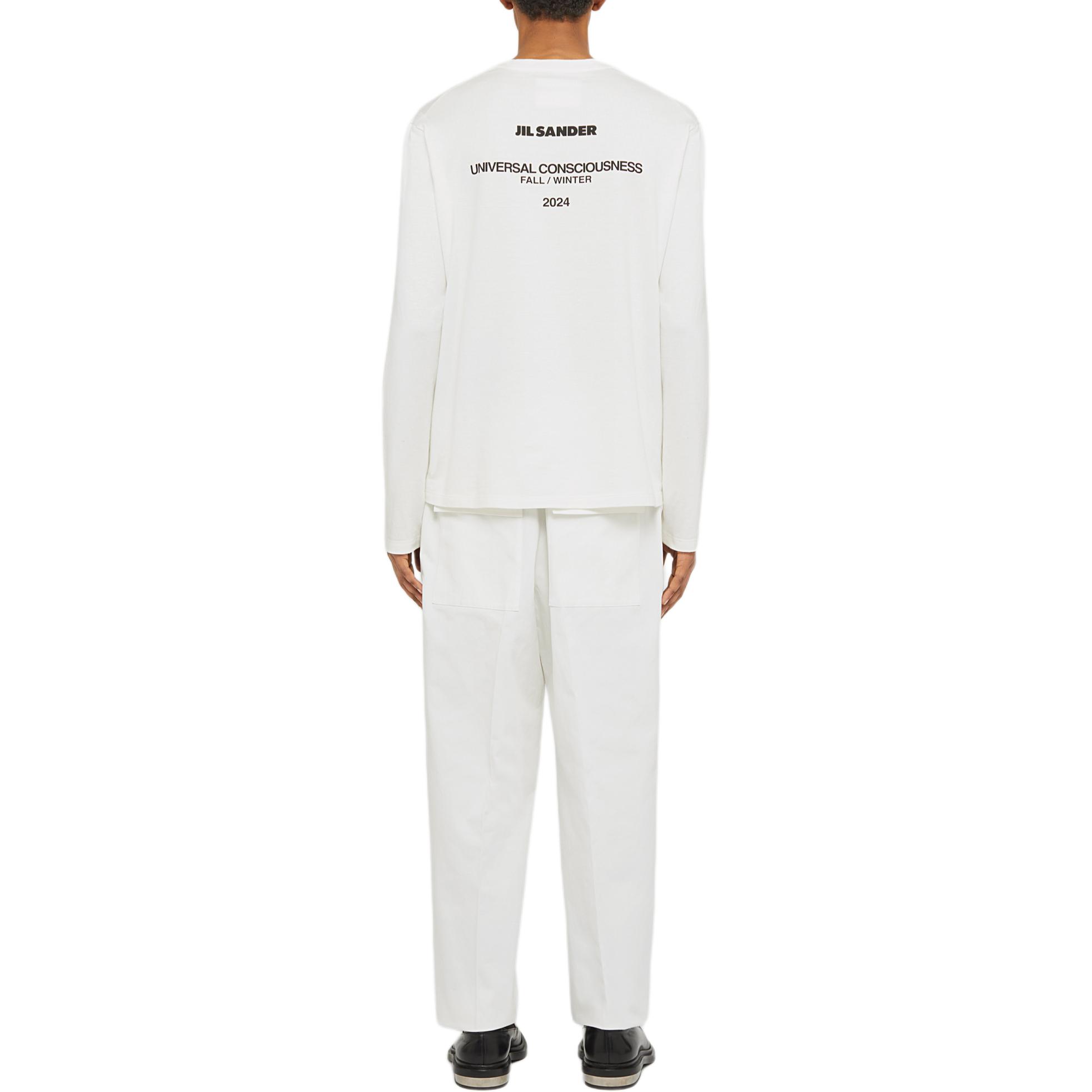 Details for JIL SANDER  White Crewneck Long Sleeve T-Shirt with Letter Print J22GC0188J46219-104