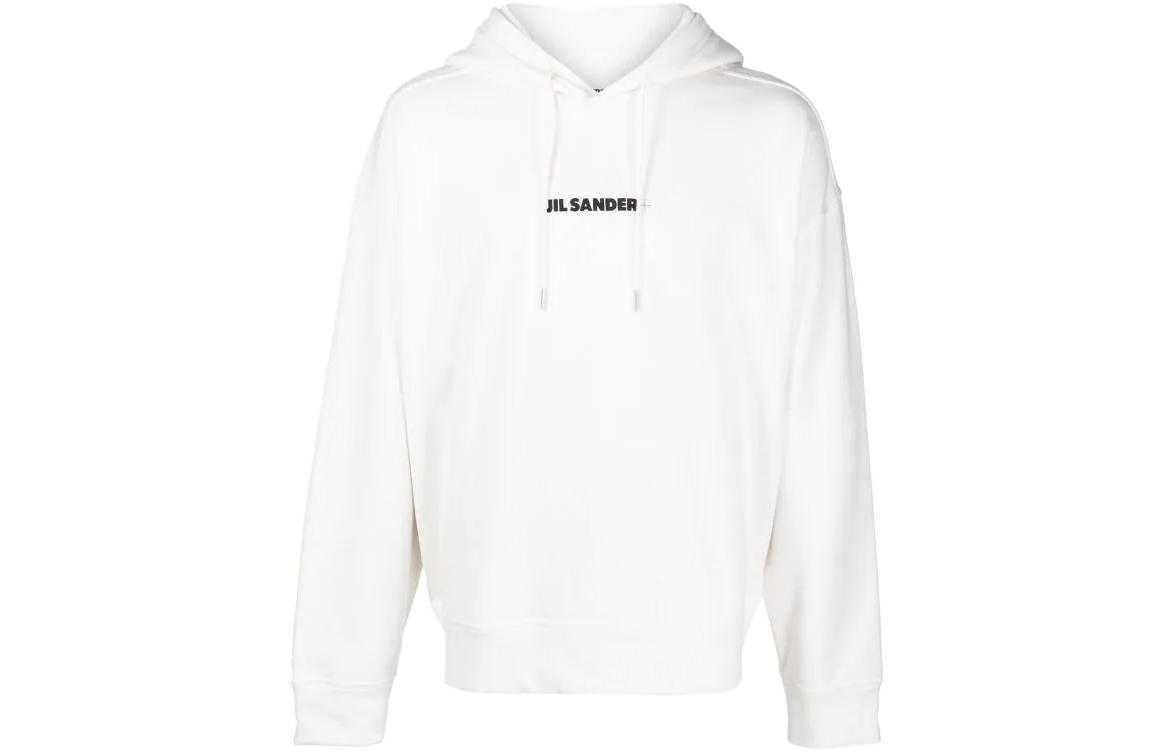 JIL SANDER  White Hoodie with Logo Print Long Sleeves. JPUU707533-MU248608-102