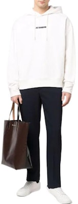 JIL SANDER White Hoodie with Logo Print Long Sleeves. JPUU707533-MU248608-102 Lookbook JIL SANDER White Hoodie with Logo Print Long Sleeves. JPUU707533-MU248608-102