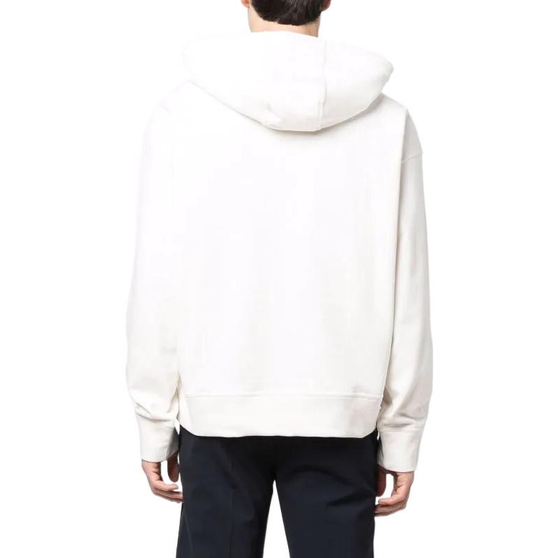 Shop 질 샌더 로고 프린트 긴소매 화이트 후디. JPUU707533-MU248608-102