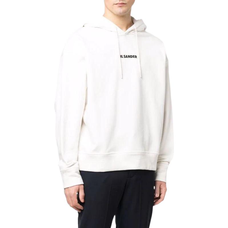 Purchase 질 샌더 로고 프린트 긴소매 화이트 후디. JPUU707533-MU248608-102