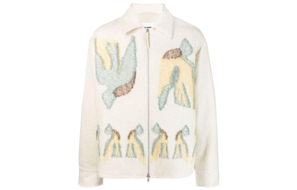 Jil Sander Abstract Print Zip Collar Jacket Light Beige J47BN0110J40104