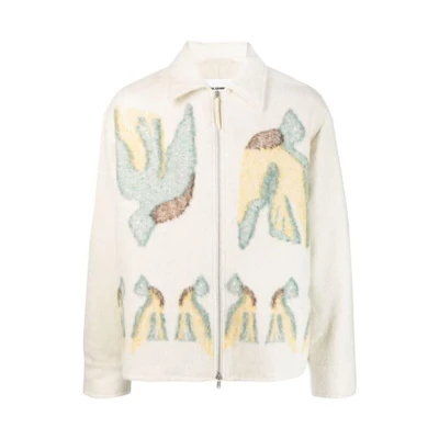 Jil Sander Abstract Print Zip Collar Jacket Light Beige J47BN0110J40104