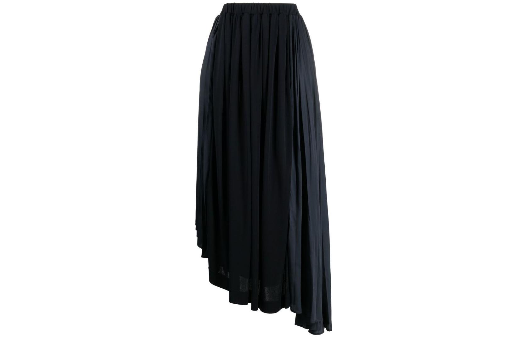 JIL SANDER Asymmetrical Pleated Low-Waist Casual Maxi Skirt Black J04MA0008J65016-401